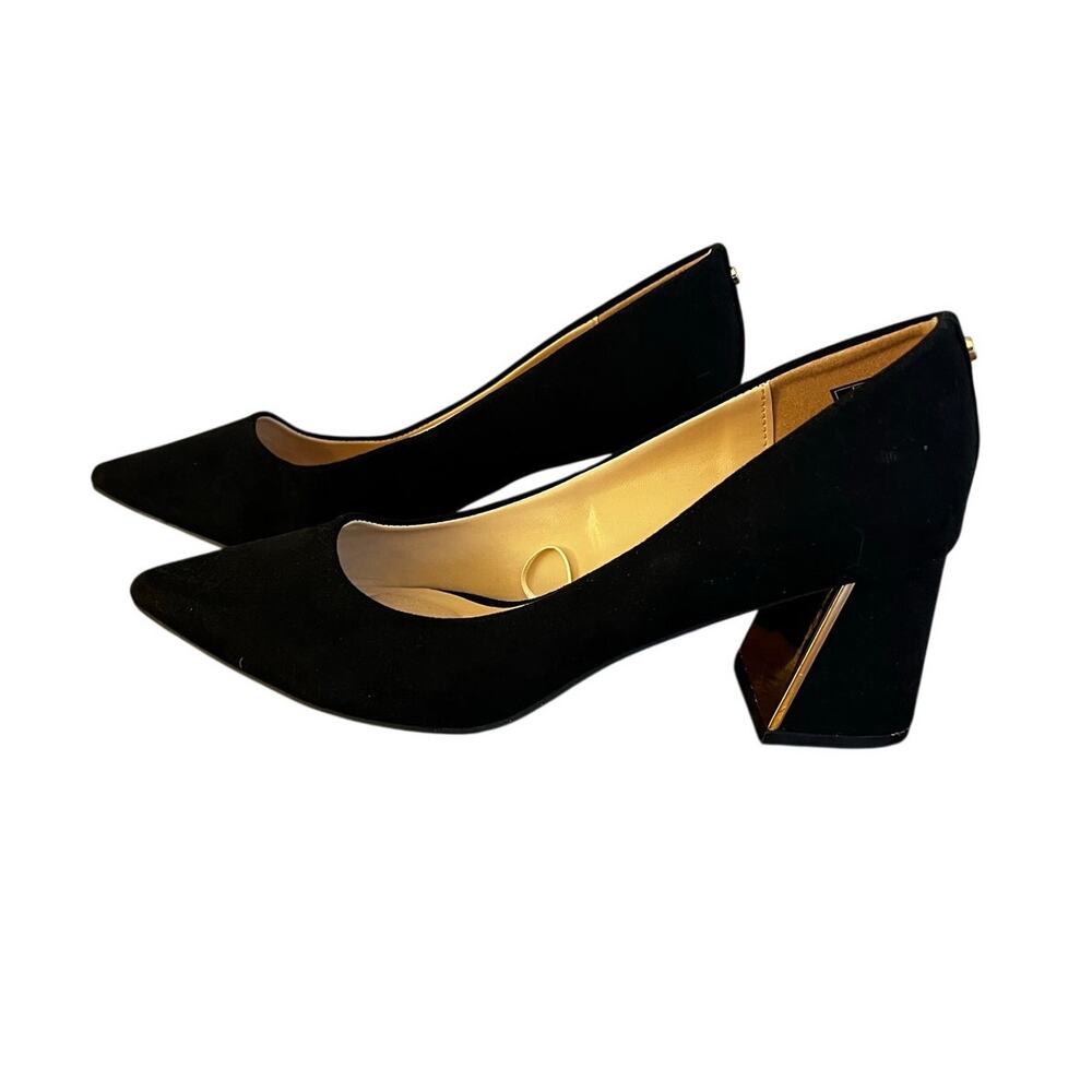 Jones New York Signature "Canal" black suede block heel dress pumps Size 10